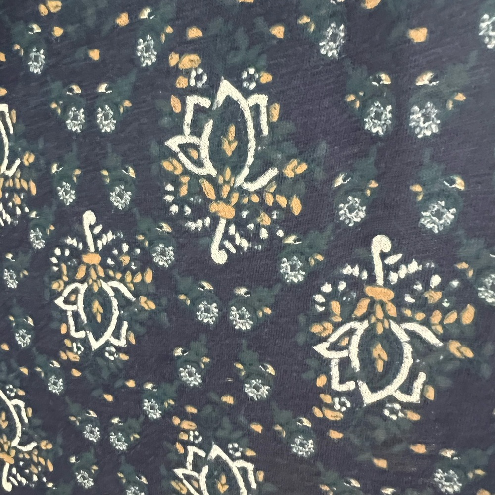 Lucky Brand Navy Blue Floral Boho Peasant Top 3/4 Sleeve Blouse - Picture 6 of 11